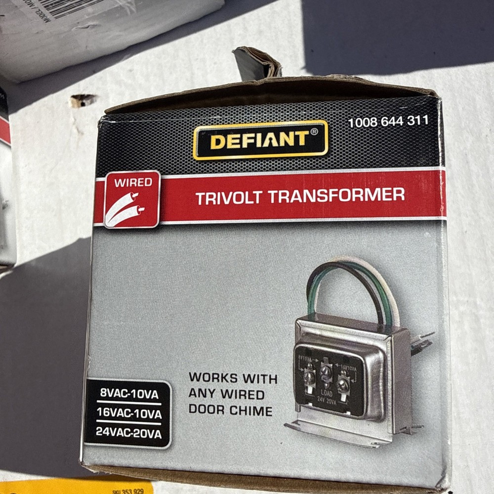 Defiant Wired Doorbell Tri-Volt Transformer