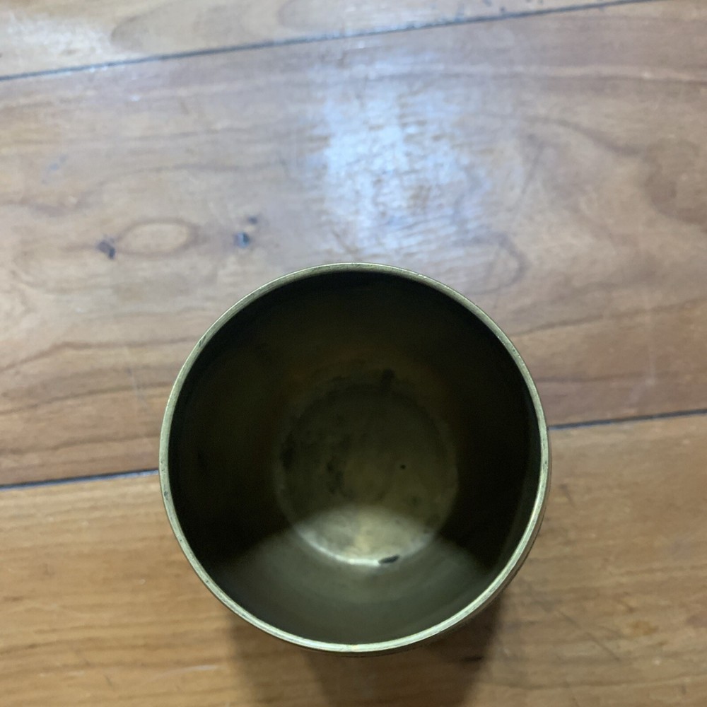 Solid Brass chalice 4” Etched Floral Motif