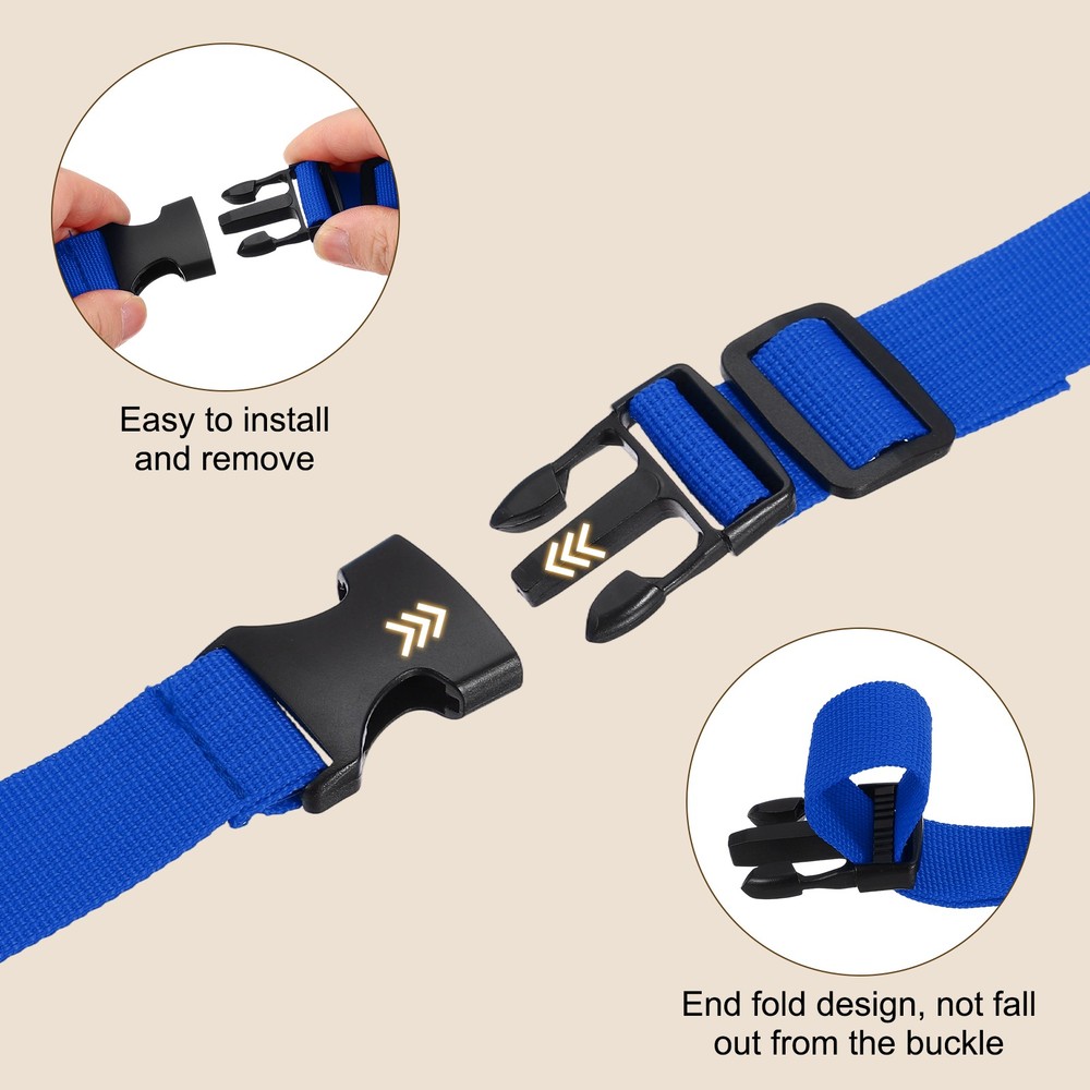3pcs 1" x 8ft Utility Straps with Quick Release Buckle Adjustable, Blue