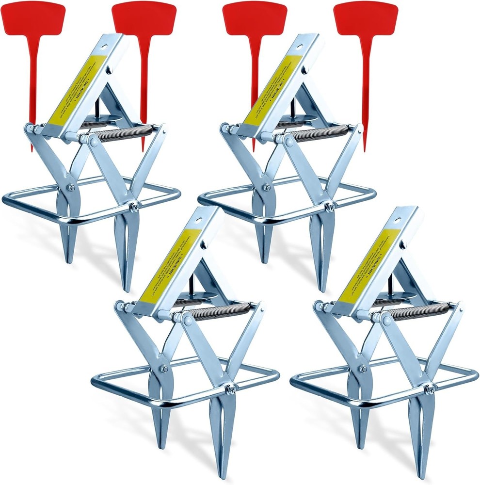 Metal Mole Trap with Spring-Loaded Mechanism, Mole Trap Killer, 4 pack