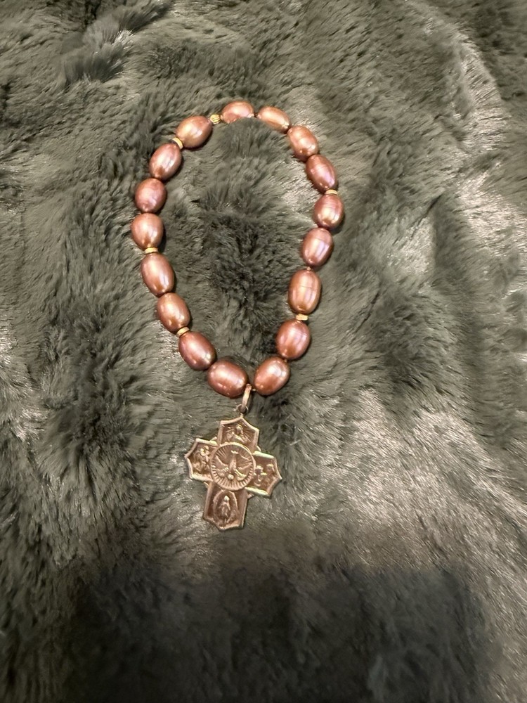 Rosary Bracelet with Blush Pink Beads
