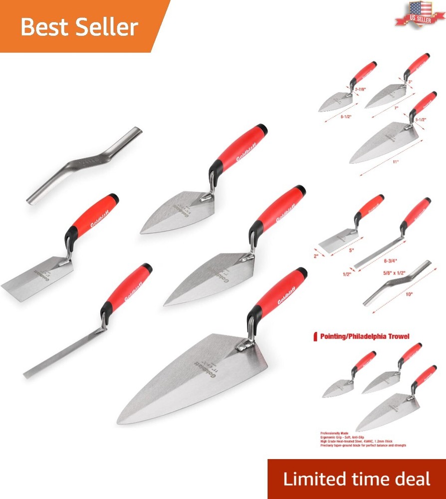 Versatile 6PC Trowel Set for Bricklayers and Masonry Workers - Lifetime Support