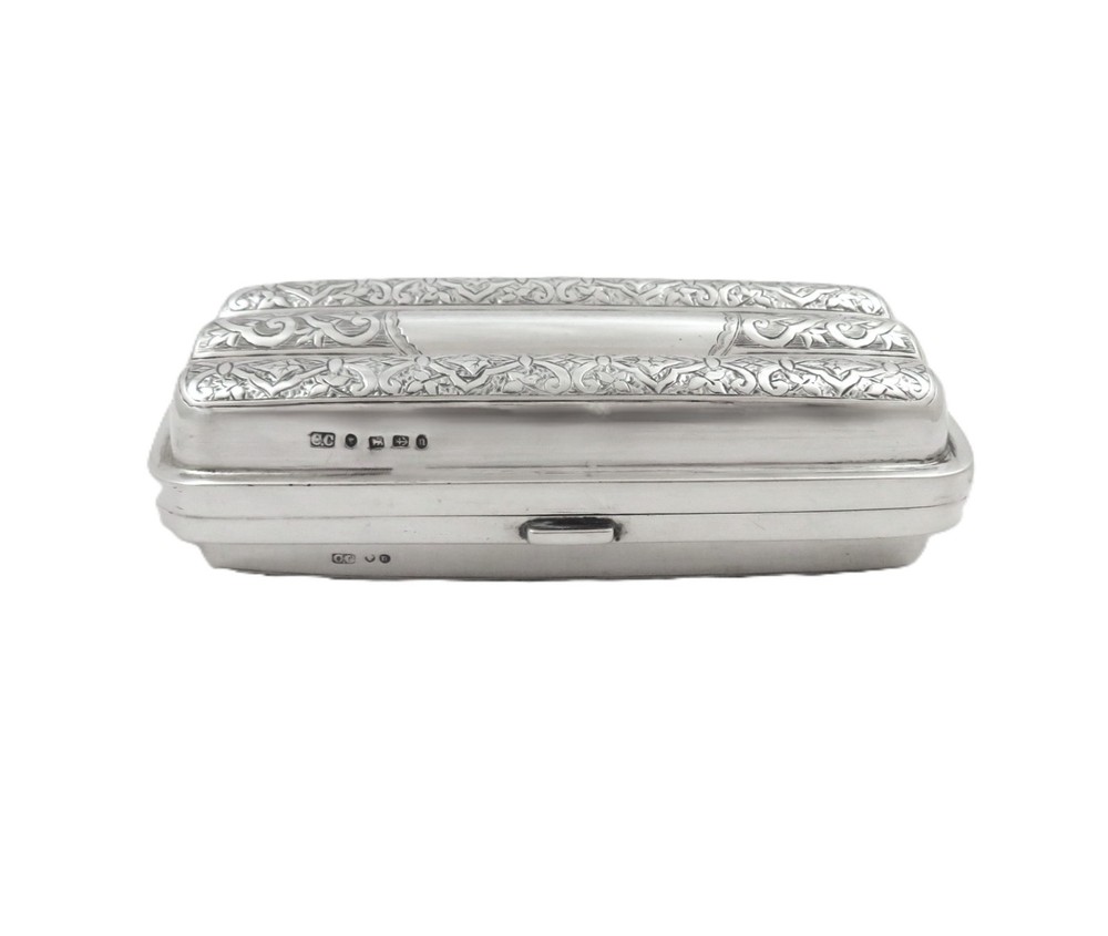ANTIQUE VICTORIAN STERLING SILVER CIGAR CASE 1887