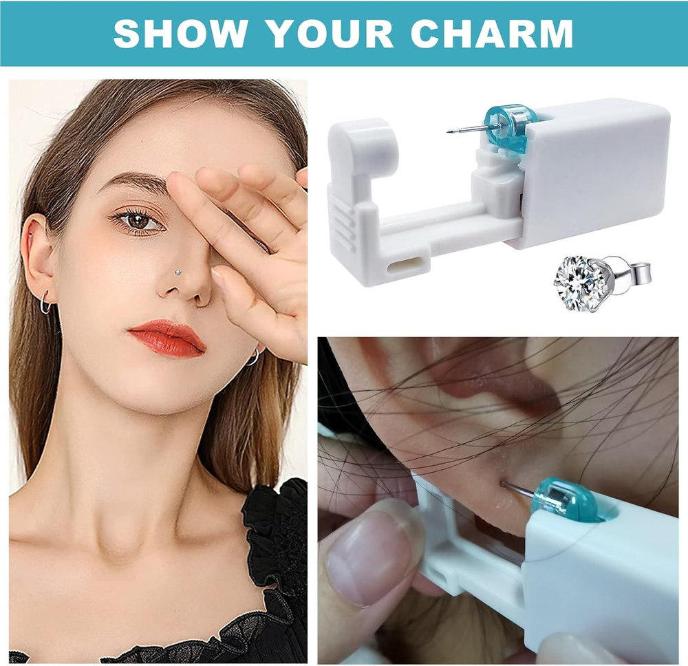 Ear Piercing Kit - 36Pcs Disposable Ear Piercing Gun Kit Includes 12Pcs Self Ea