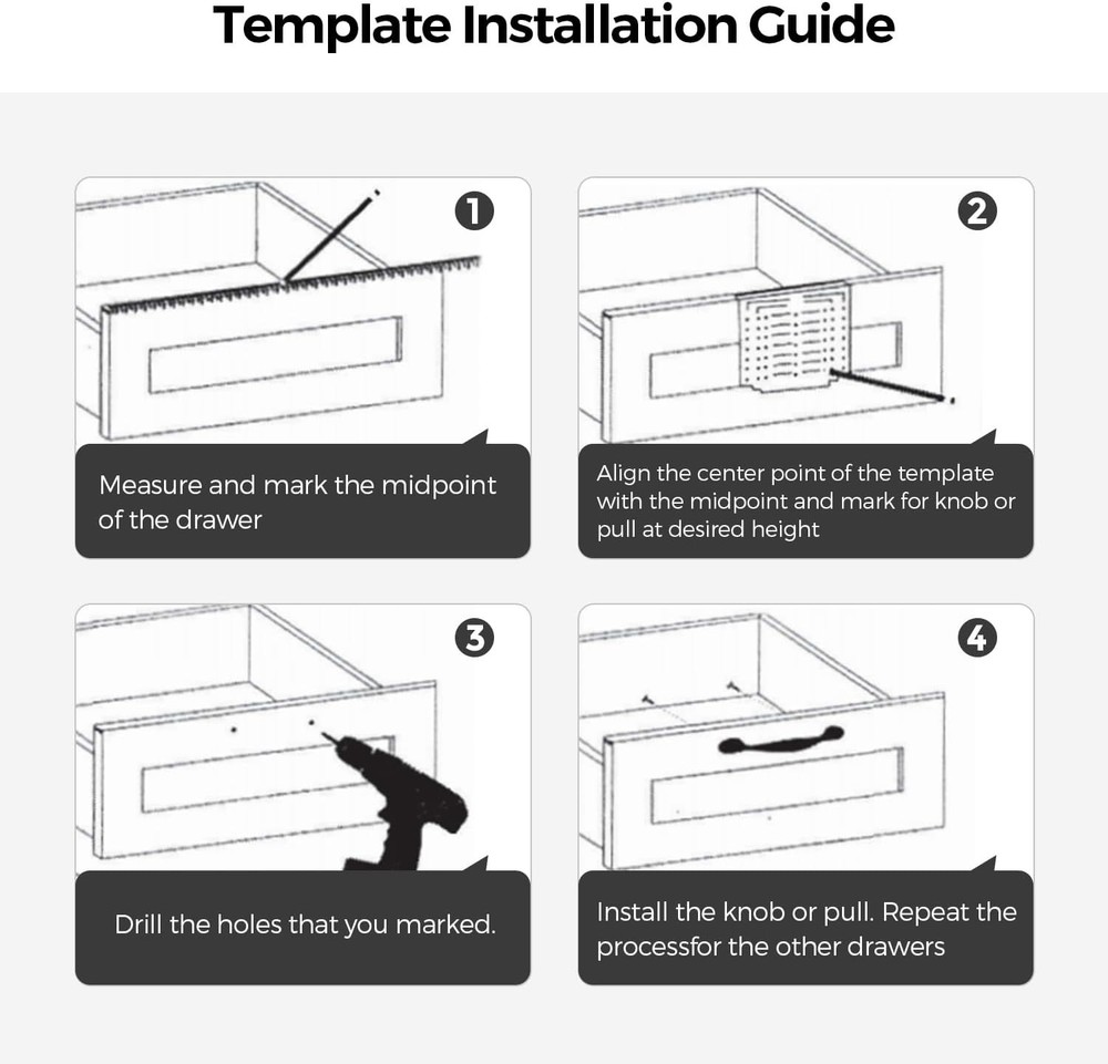Clear Plastic Cabinet Handle Template with Drilling Guide - Accuracy Ensured