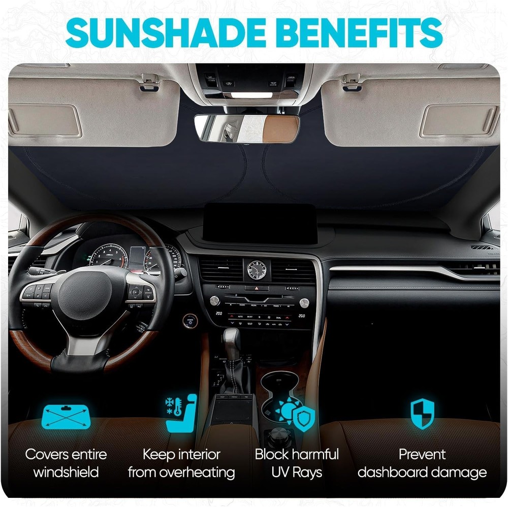 Multi-Size Car Sun Shade - Reflective Windshield Protector for All Vehicle Types