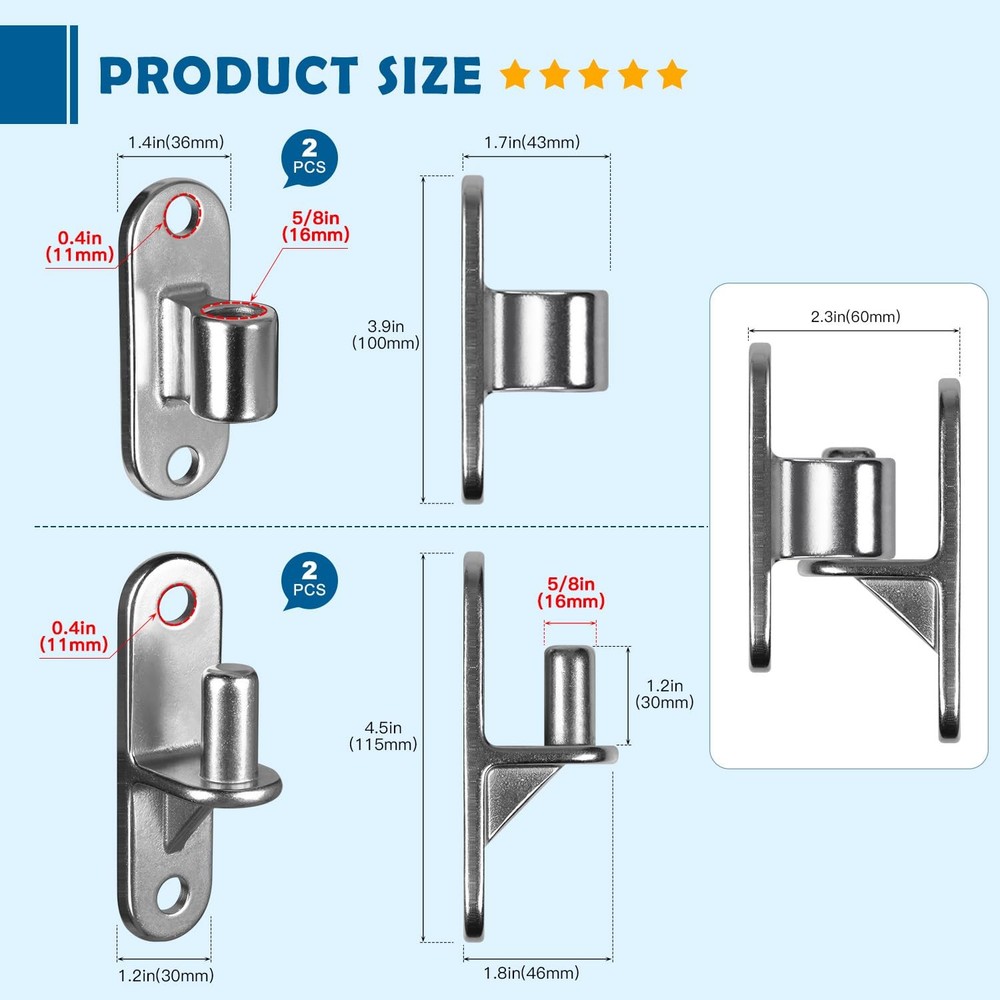 HAGWARE Gate Hinges Wall Mount Hinge, 2Pack Heavy 2 Pack(4pcs)