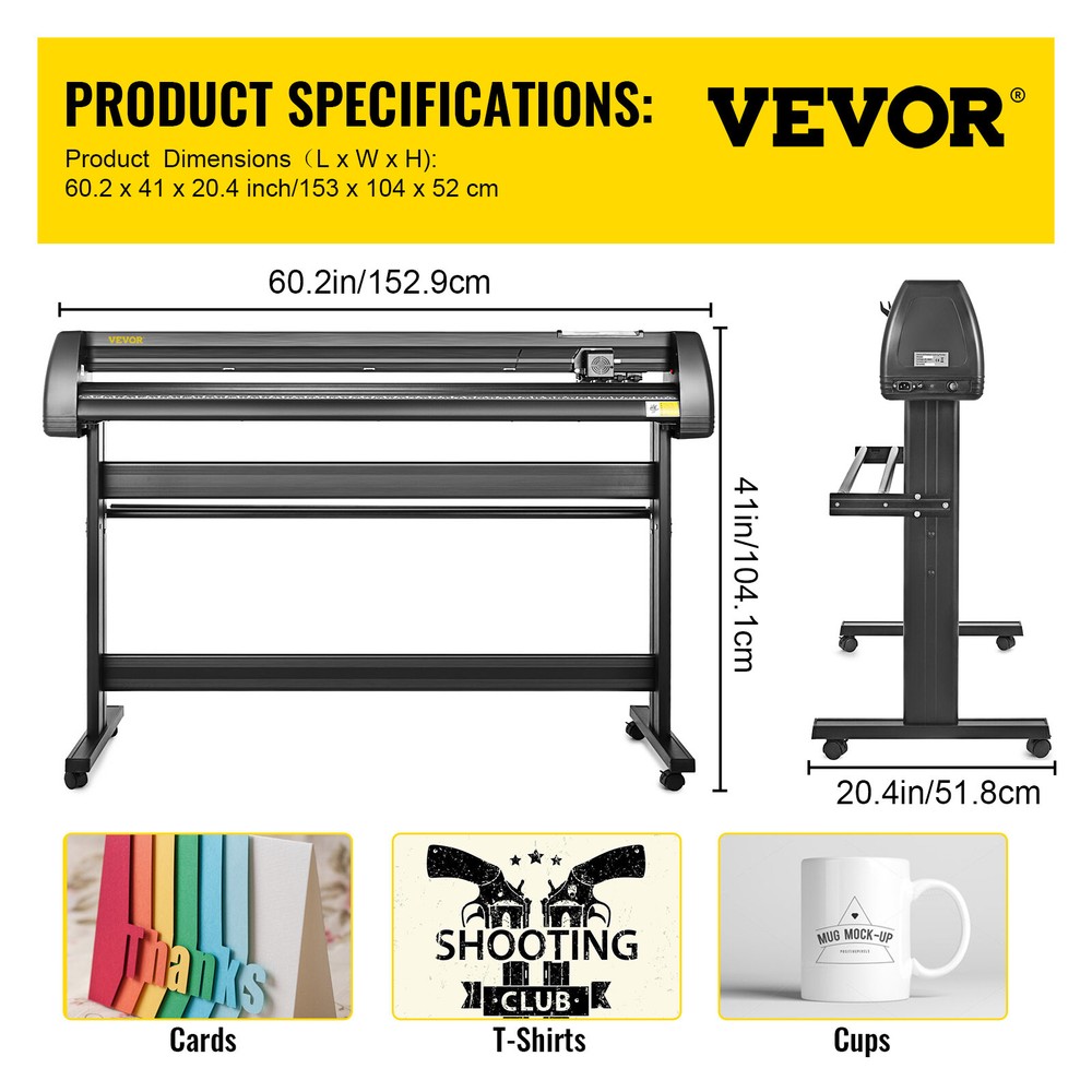 VEVOR 53" Vinyl Cutter/Plotter Sign Cutting Machine Software 3 Blades LCD Screen