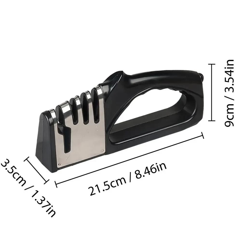 Kitchen 4-stage Knife Sharpener Multifunction Portable with Non-slip Base