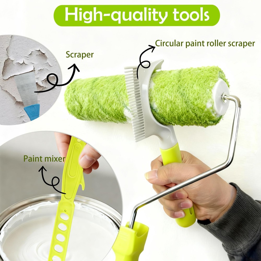 Best Paint Roller Kit with Extension Pole 28 PCS Set, 2-4 Ft 4"9" Rollers,Paint