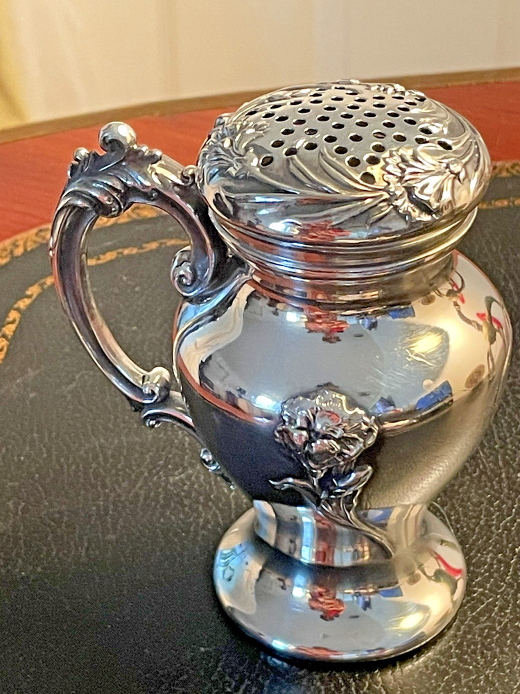 Silver Quadruple Plate Sugar Shaker Floral design