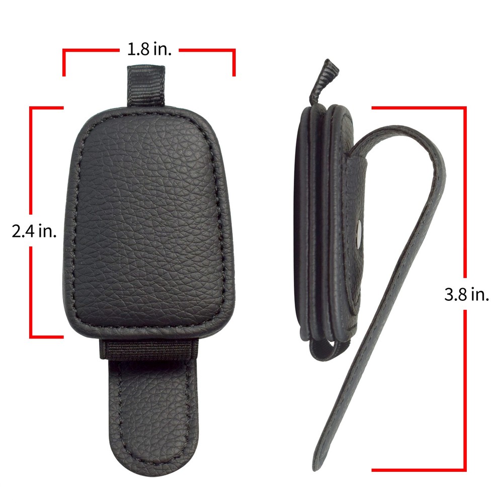 Dodge Rectangle Black Leather Magnetic Sunglass Sun Visor Holder