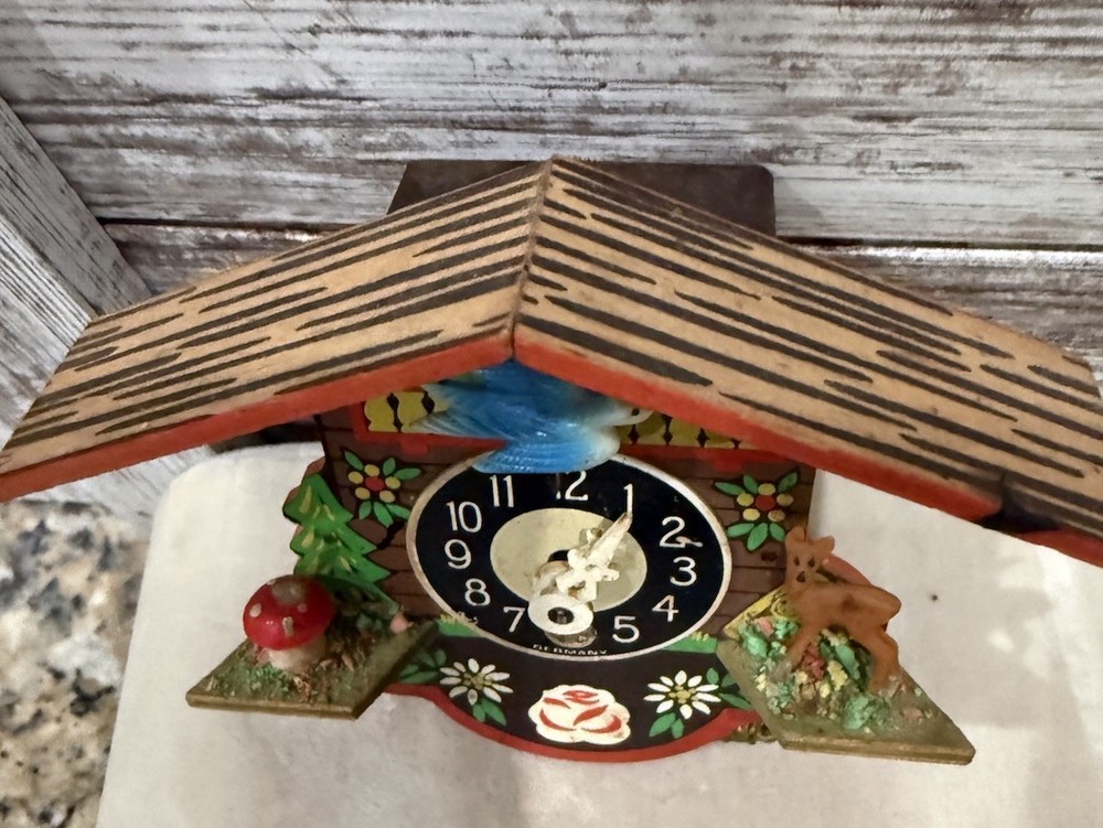 Vintage West Germany Mini Black Forest Chalet Clock