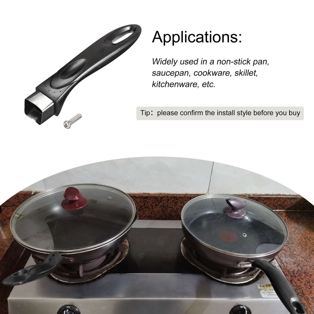 Nonstick Pan Handle Stainless Steel Handle Black 178mm/7"