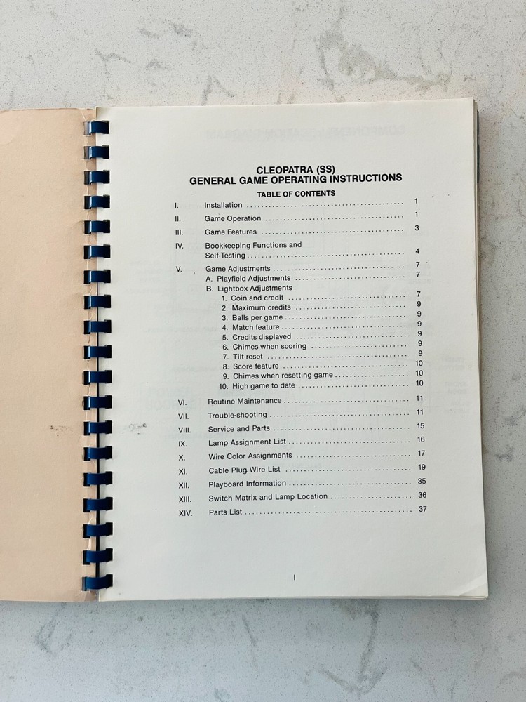 CLEOPATRA Solid State Instruction Manual - Gottlieb - 1977 + Warranty Cert.
