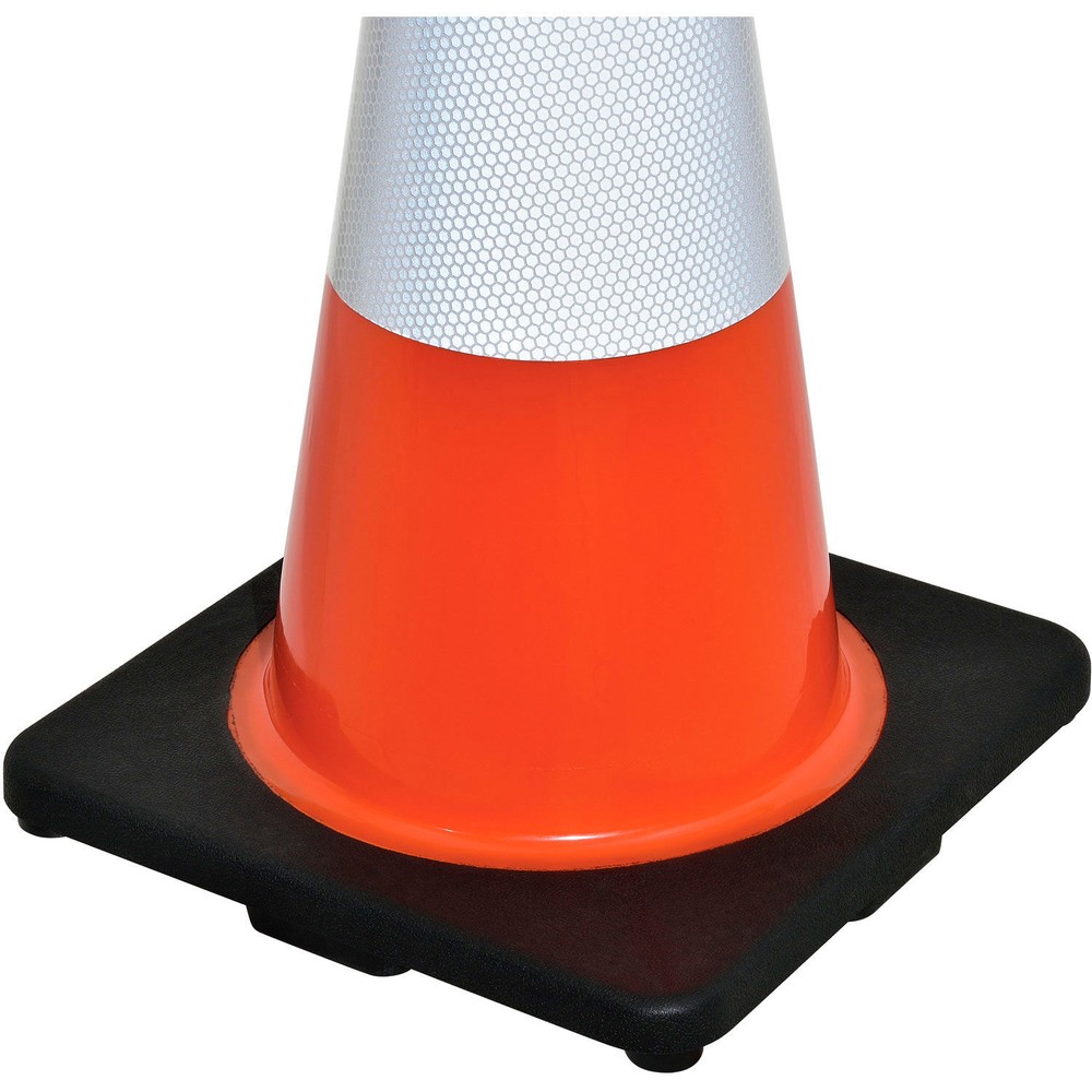 18" Reflective Traffic Cone Black Base 3 lbs