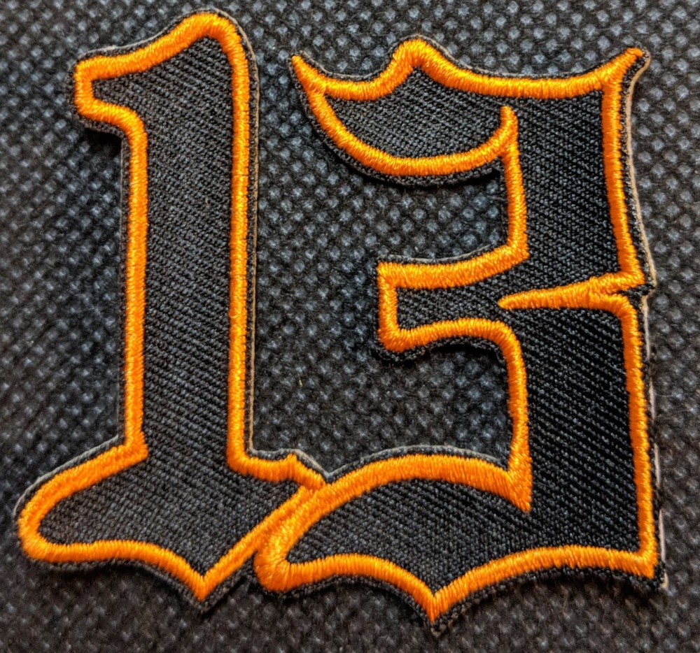 Number 13 Orange on Black # 13 Patch Motorcycle Patch Biker Patch
