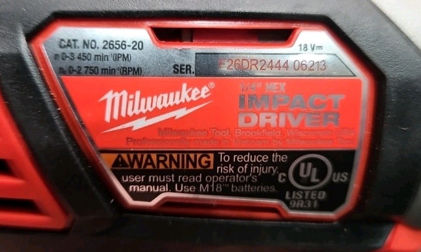 Milwaukee Tools 2656-20 1/4" Cordless Hex Impact Driver - TOOL ONLY