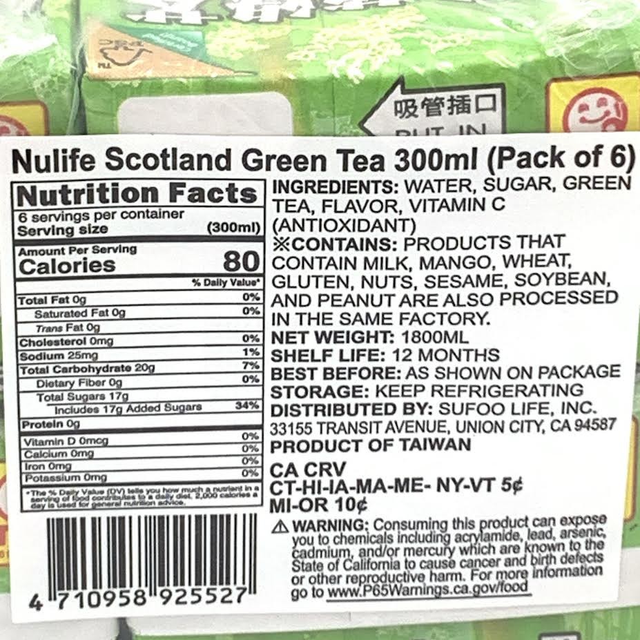 Nulife Scotland Green Tea 300mlx6pack蘇格蘭綠茶