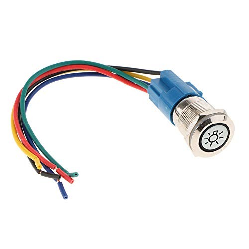 12V Car Vehicle Blue LED Light Push Button Metal Toggle Switch Headlight