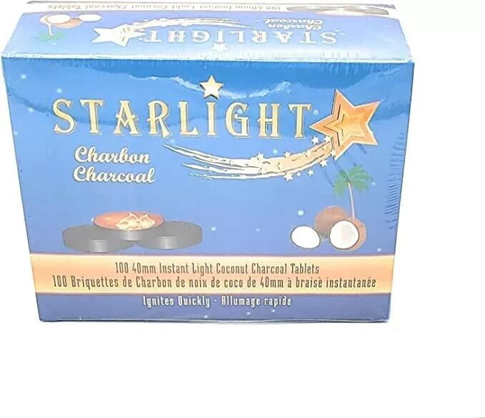 Starlight Coconut Instant Hookah Coals - 100 Charcoals Per Box, 35MM Size