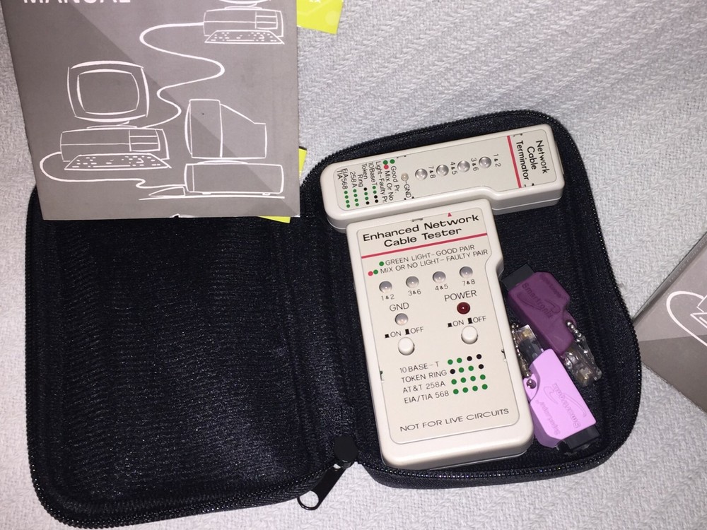ENHANCED NETWORK CABLE TESTER NETWORK CABLE TERMINATOR MODEL #251452 IN ORIG BOX