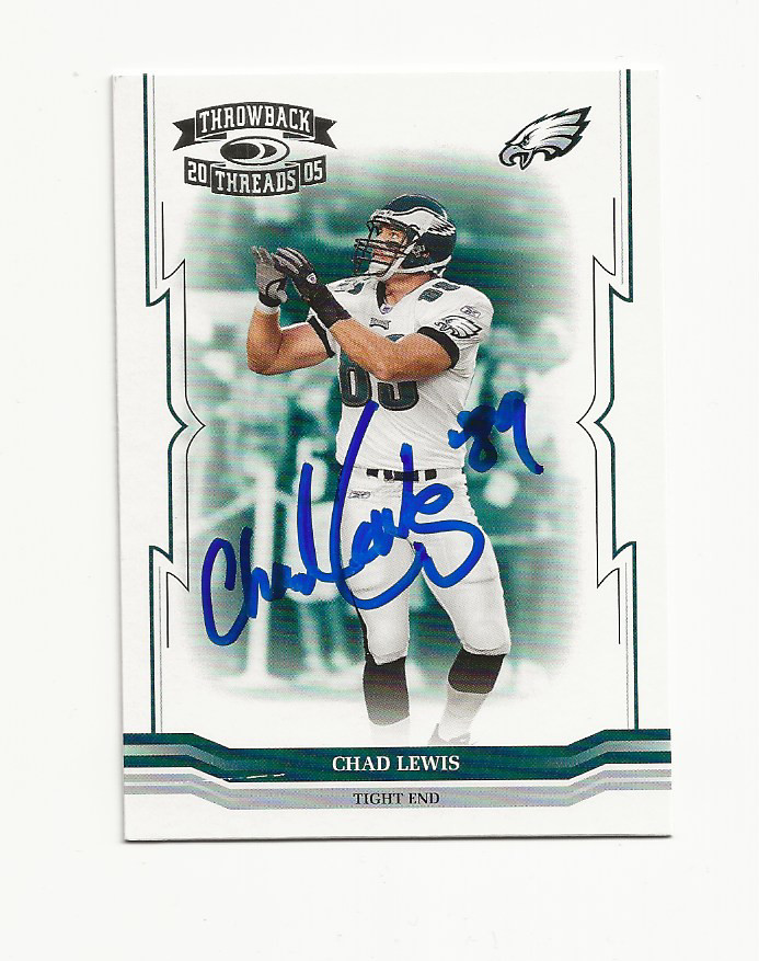 CHAD     LEWIS     EAGLES      AUTOGRAPHED    CARD