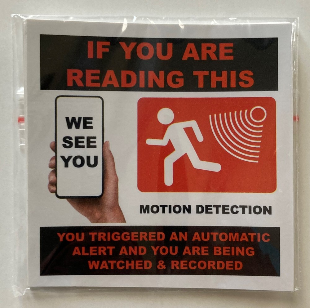 Motion Detection Camera Smart Phone Security Stickers / 6 Pack + FREE Shipping