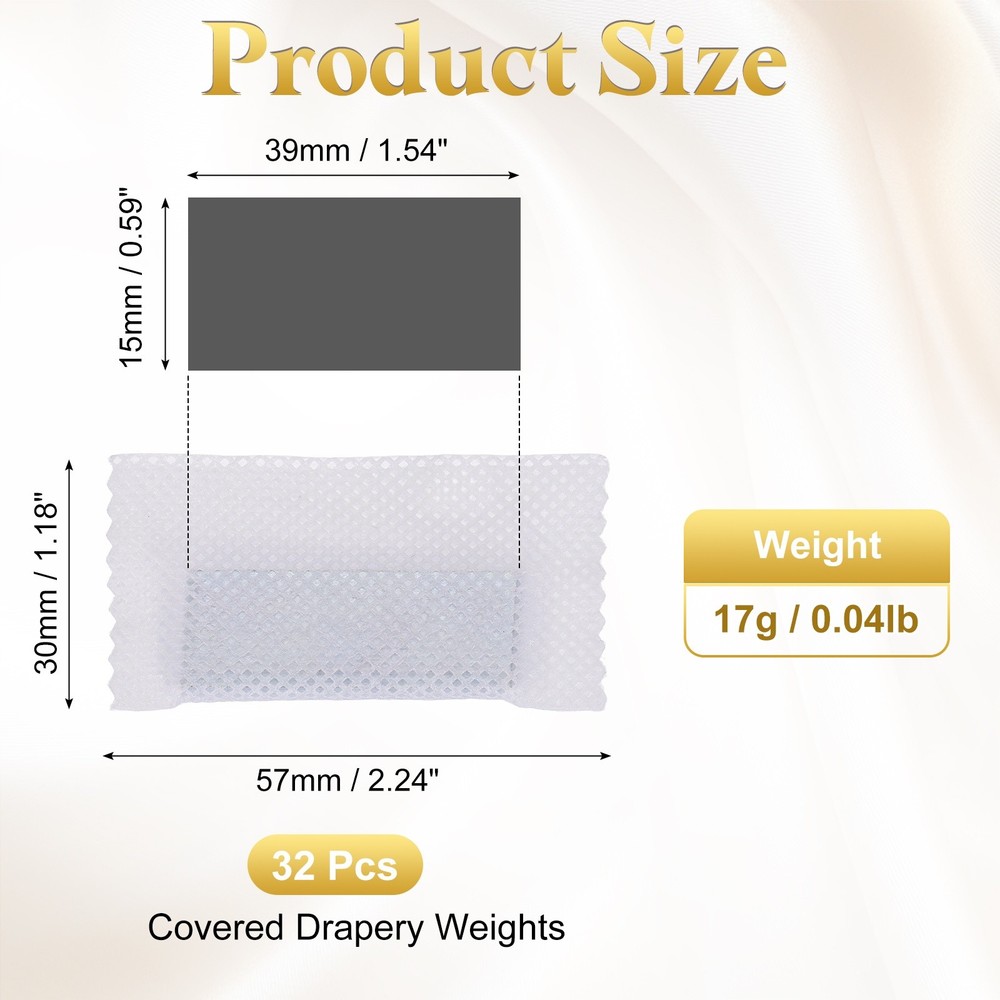 32Pcs Covered Drapery Weights, 17g Iron Curtain Bottom Weights, White
