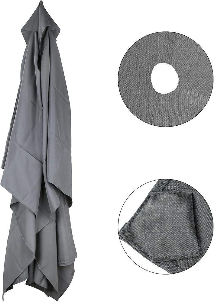 Elegant Grey Rectangular Umbrella Canopy Replacement 6 Ribs - Fade Resistant