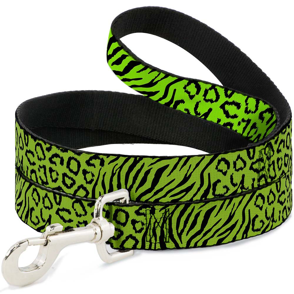 Dog Leash Cheebra Green/Black NARROW 0.5"