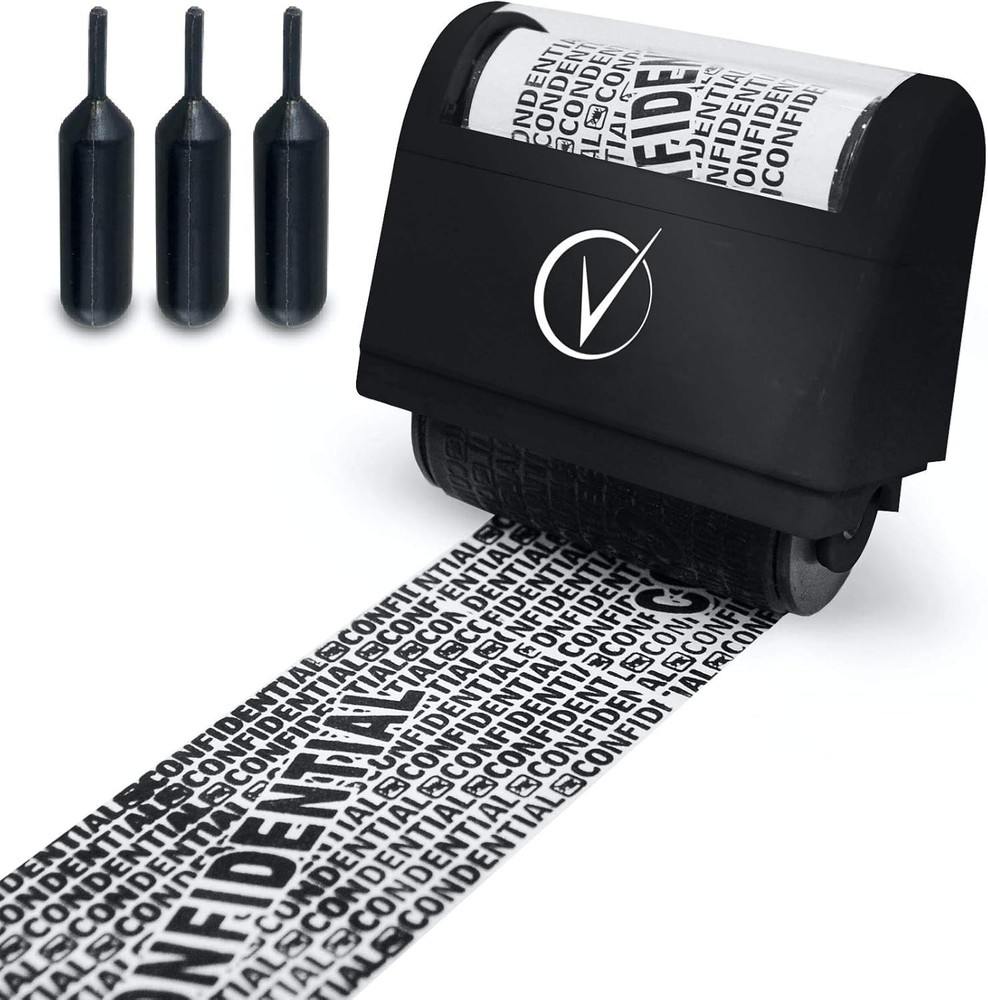 Identity Theft Protection Roller Stamp for Hiding Sensitive Information, Wide...
