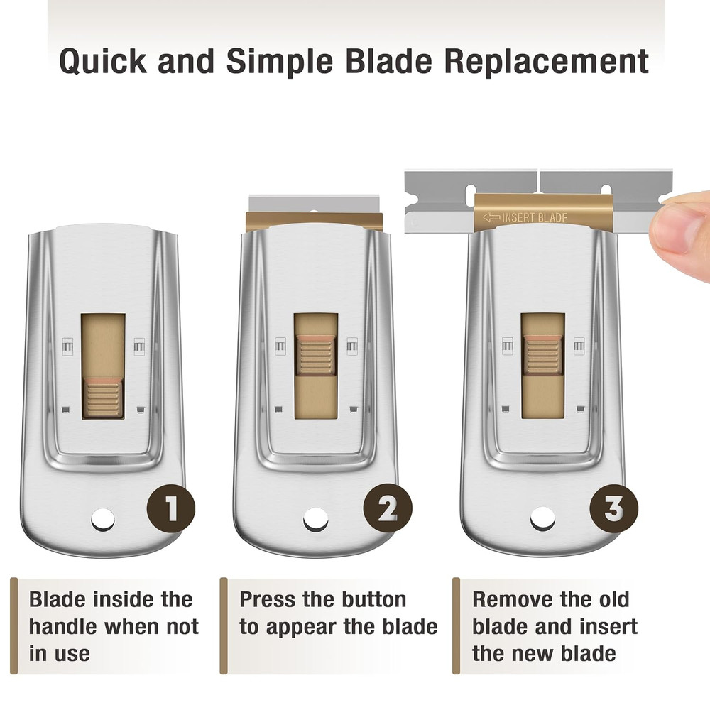 Bates Razor Blade Scraper 2 Pack with 30 Extra Blades for Glass Window Paint