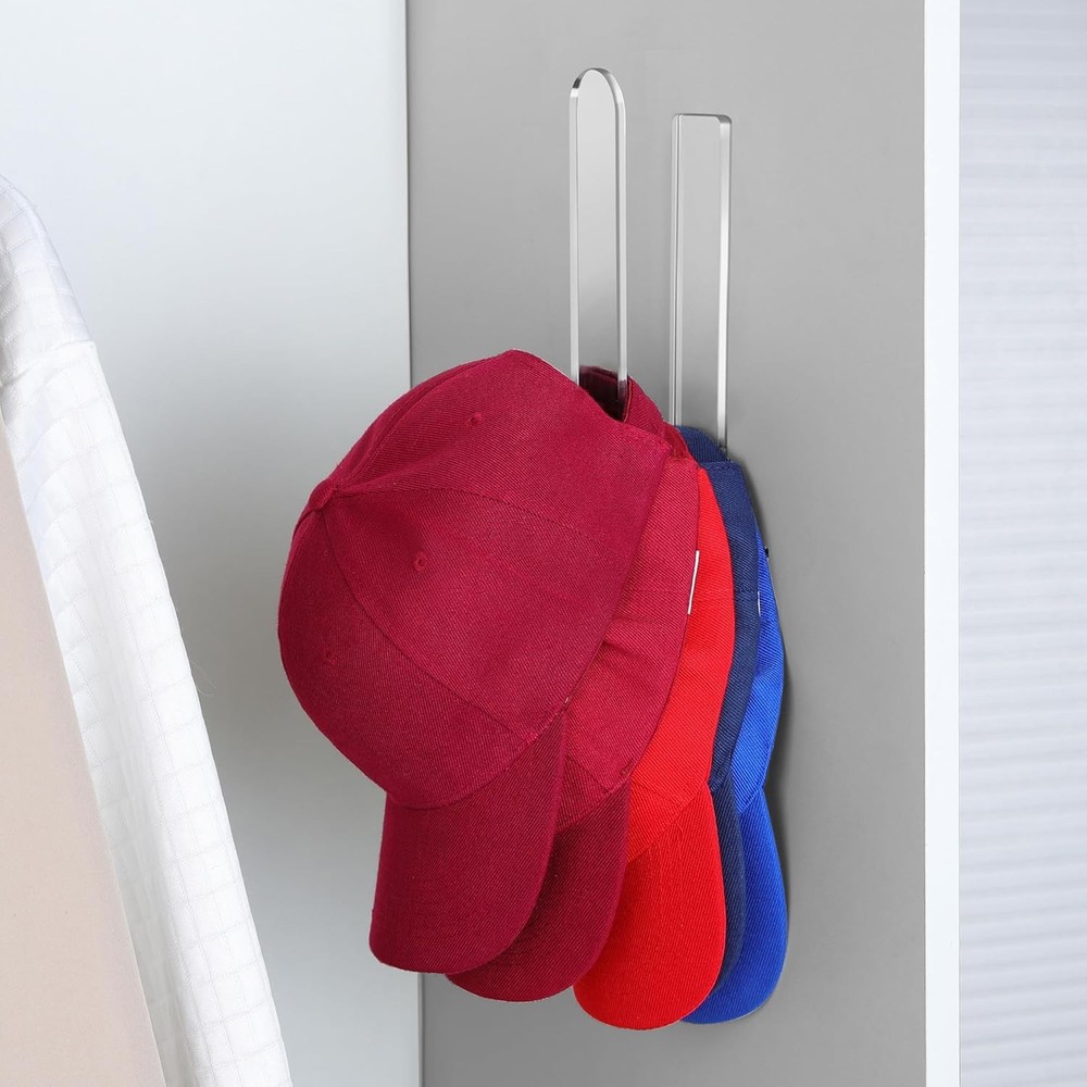 2 Pack Hat Hangers Wall Hat Hook Acrylic Baseball Hat Rack Adhesive Baseball