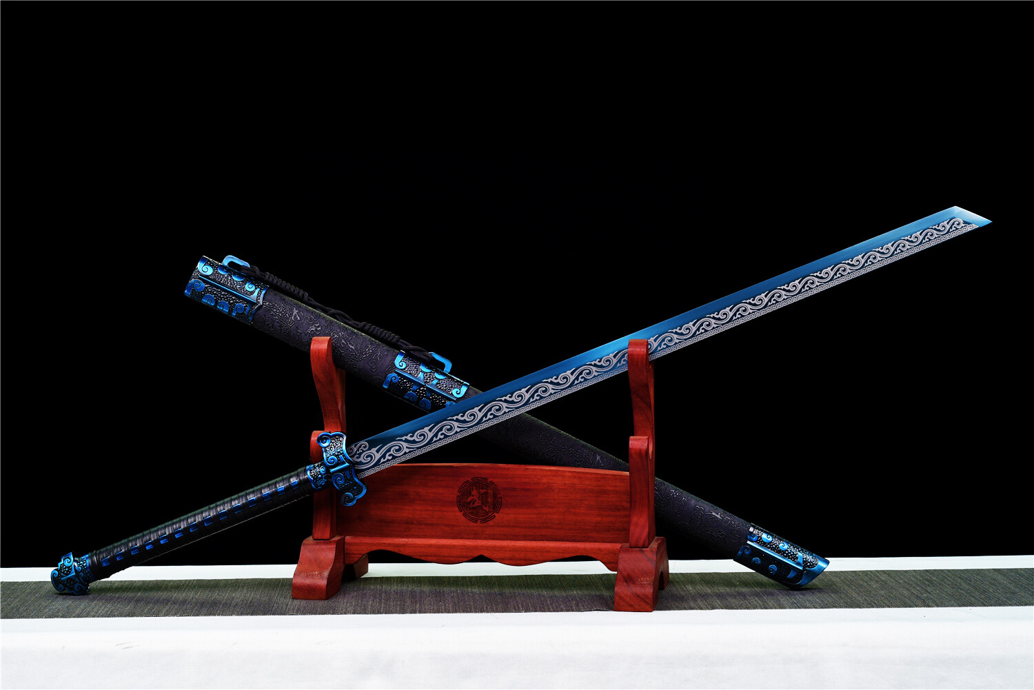 Sharp Blue Ninja Sword Straight Functional Broadsword Japanese Katana 1095Steel