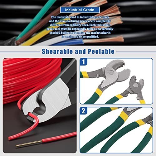 Heavy Duty Cable Cutter Set - 6" 8" 10" High Leverage Wire Rope Cutters, Sharp T