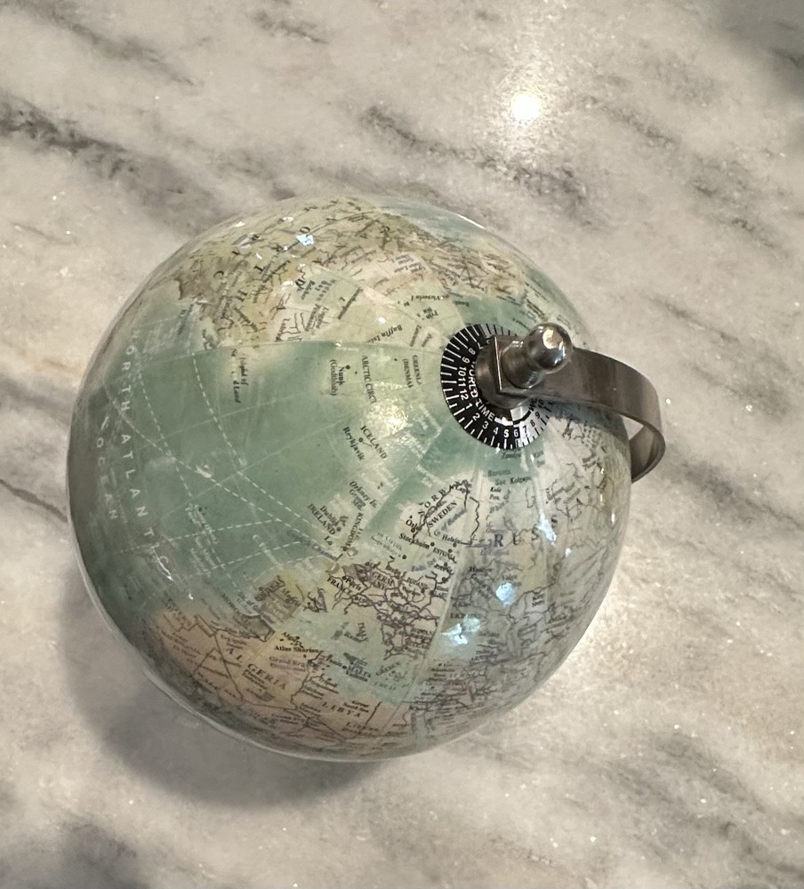 World Map Globe 8.5” Table Office Desk Top Chrome Bracket & Base Rotates
