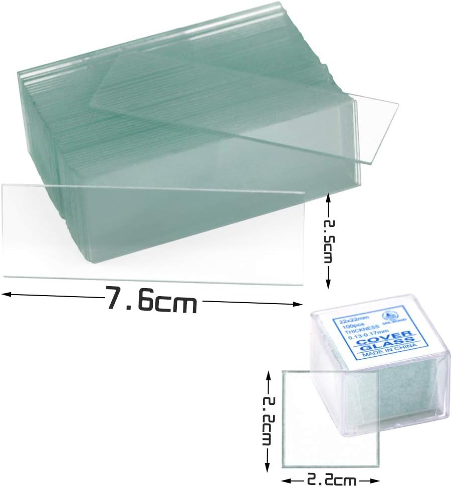 Twdrer 100PCS Clear Transparent Blank Microscope Slides and 100PCS Square Covers