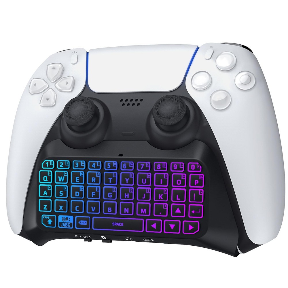 RGB Backlight Keyboard for PS5 Controller, Wireless Bluetooth Keypad Chatpad ...