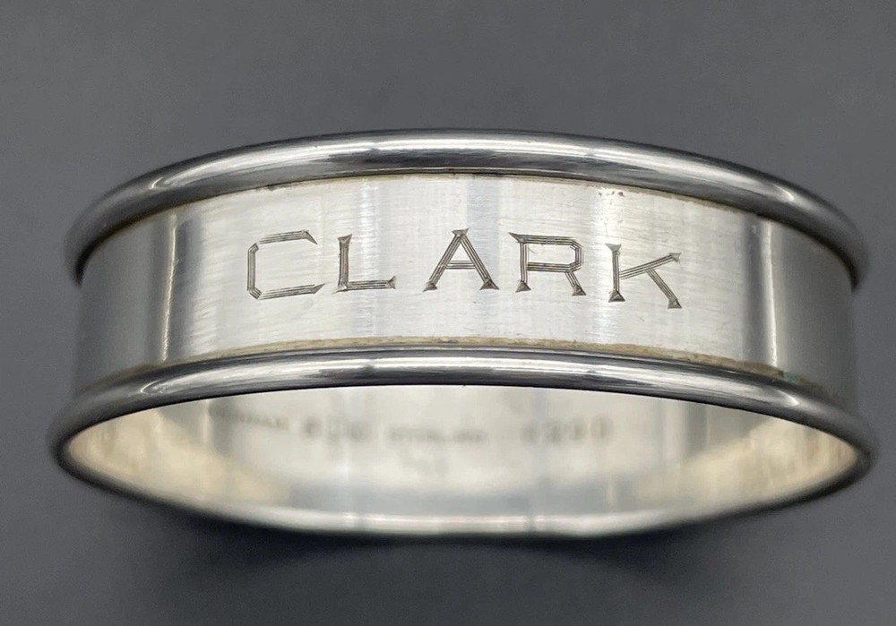 Gorham Sterling Silver Napkin Ring Name Engraved “CLARK” #6290