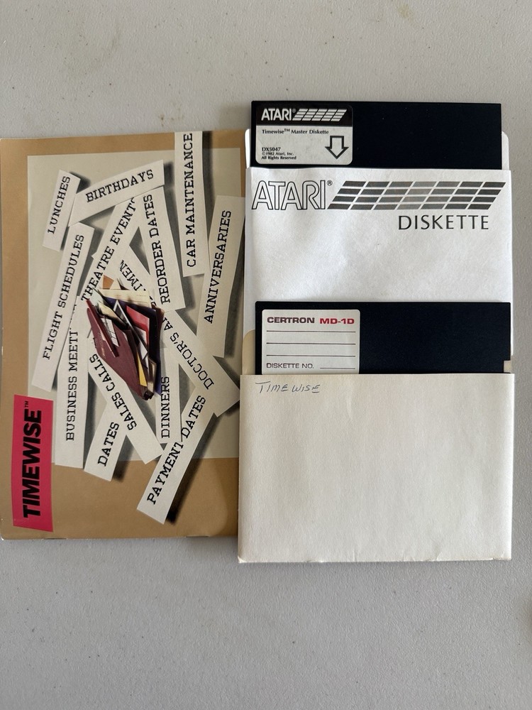 Atari Timewise Time Management Program Brochure & Diskette for Atari DX5047