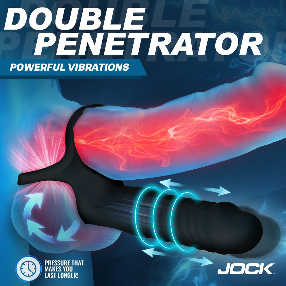 Remote-Control Silicone Thrusting and Vibrating Double Penetration Penis Ring