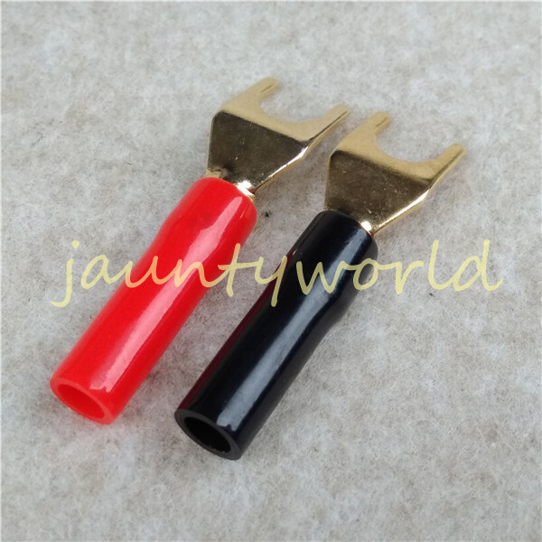 2PC Binding Posts Terminal Audio Cable Fork Spade Plug Connector