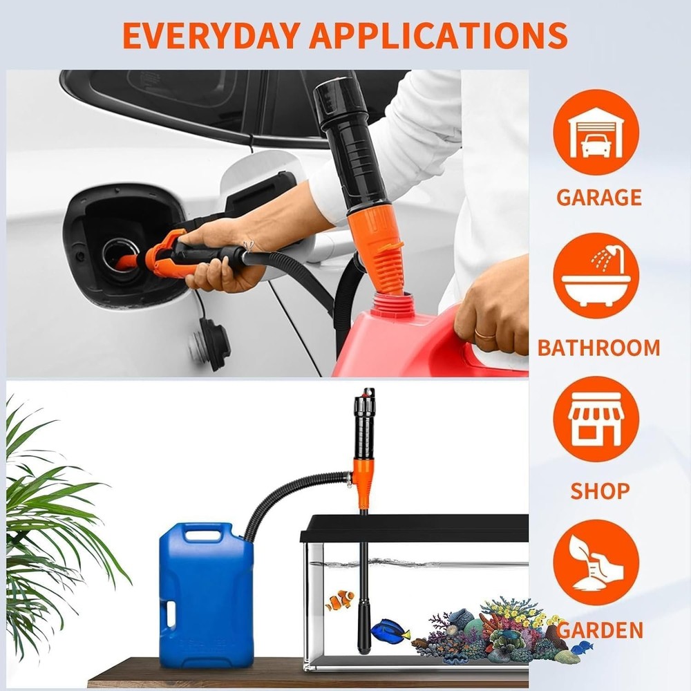 Powered Battery Quick Liquid Fuel Transfer Pump with Flow Control Nozzle 2.4GPM