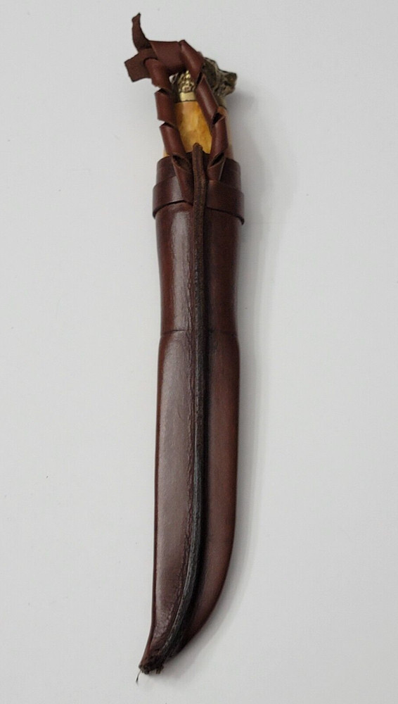 Karhunkynsi Lappitoute Bear Head Puukko Knife leather Sheath E151