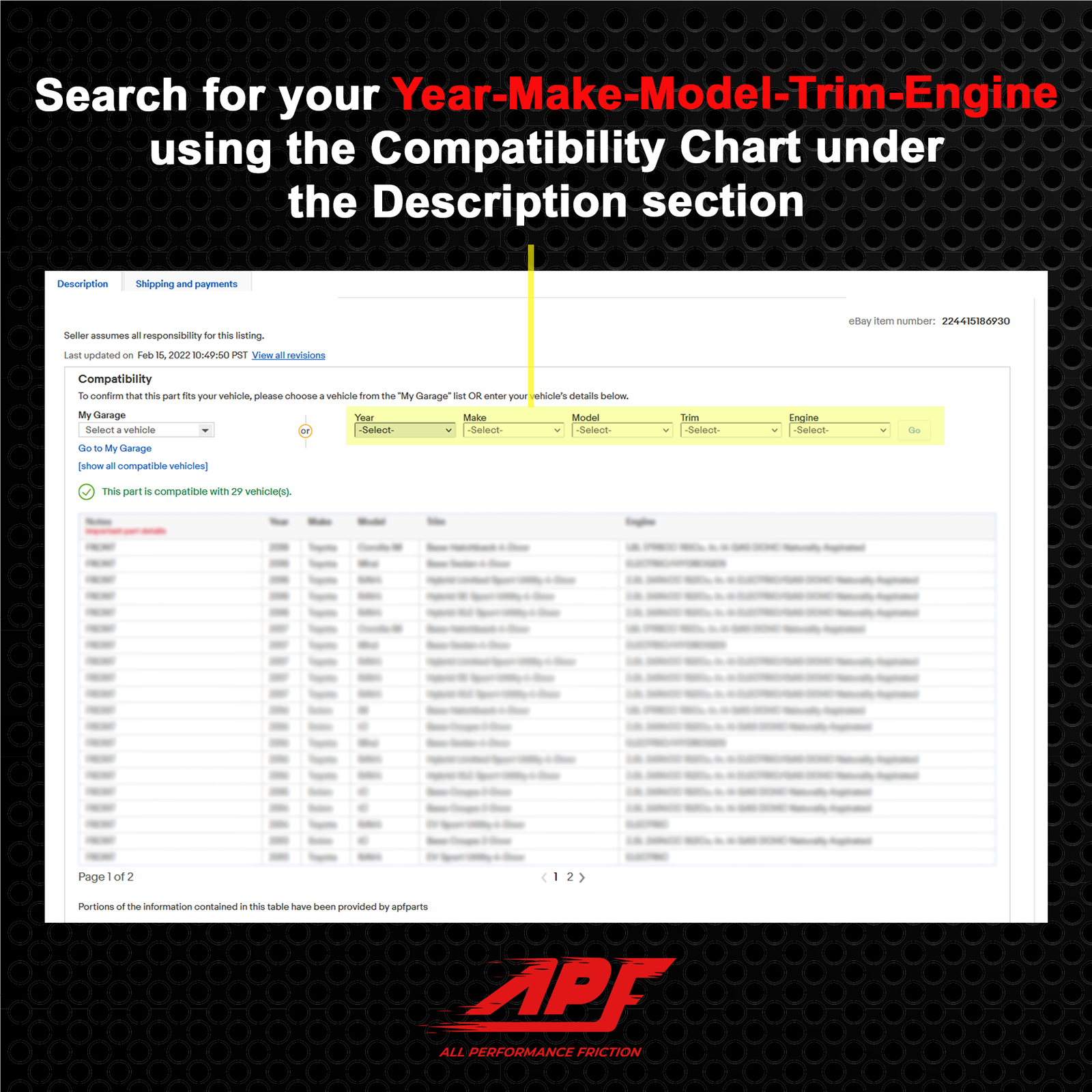 Front and Rear Ceramic Carbon Fiber Pads for 2014-2019 INFINITI Q50