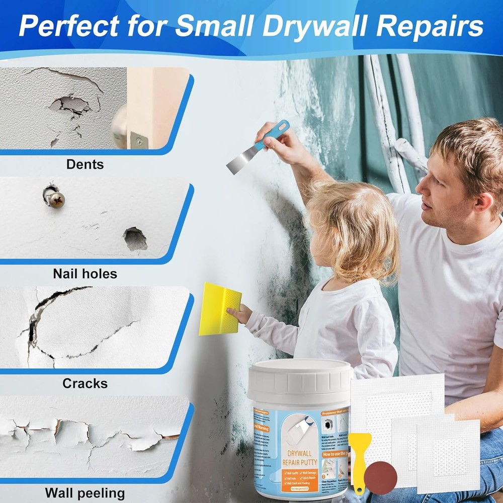 Drywall Repair Kit, Patch 8.8OZ White Wall Putty Kit