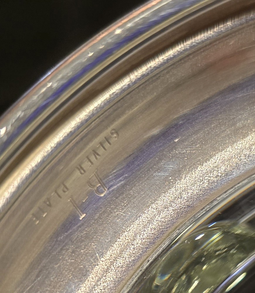 Large Glass Water Pitcher Silver Plate Base