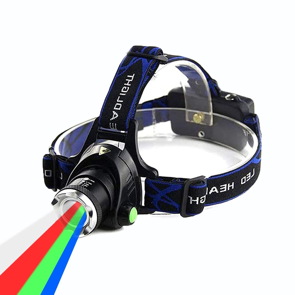Multicolor Headlamp Flashlight 1000 Lumen Waterproof Zoomable Led Headlight w...