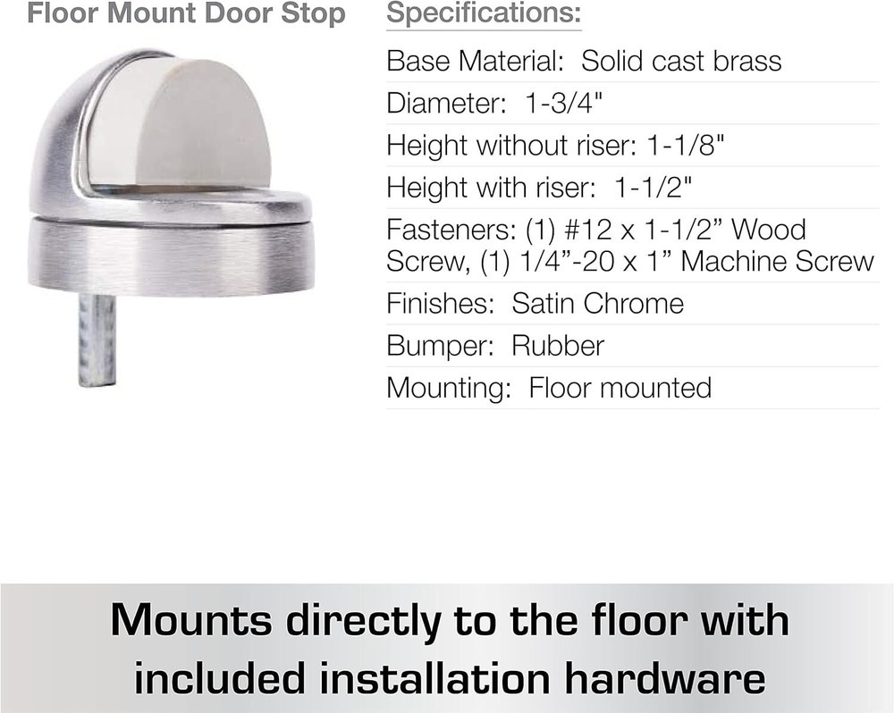 Chrome Finish Dome Door Stop – Floor-Mounted